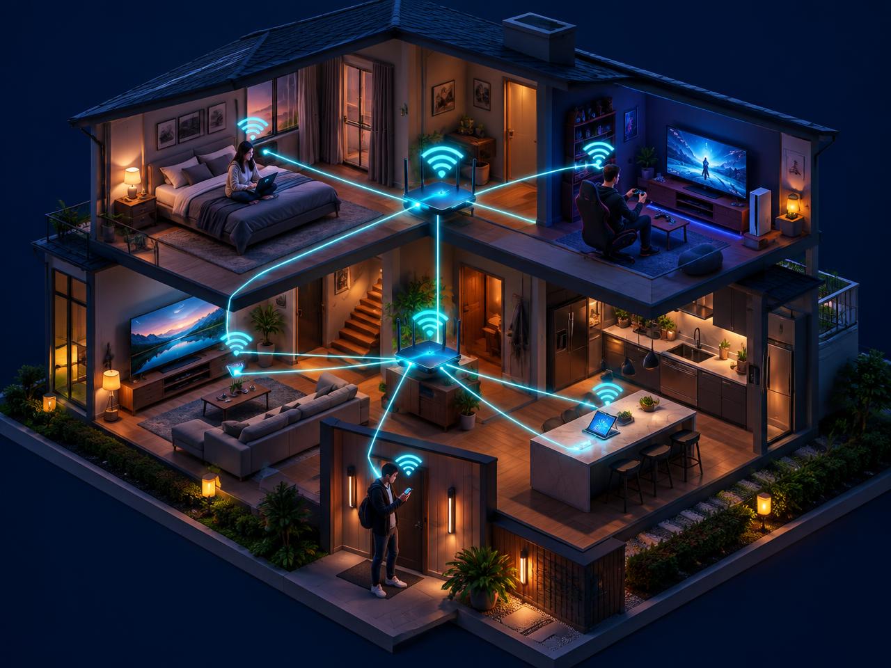 Casa moderna com todos os ambientes conectados ao Wi-Fi